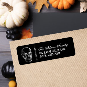 Black and White Skull Halloween Return Address