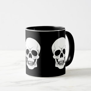 Black And White Skull Head Silhouette Halloween Mug