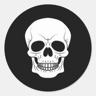 Black And White Skull Head Simple Halloween Classic Round Sticker