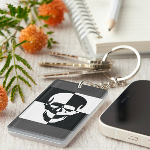 Black And White Skull Keychain