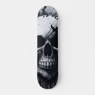  Black and White Skull  - Numb-Skulls Design  Skateboard