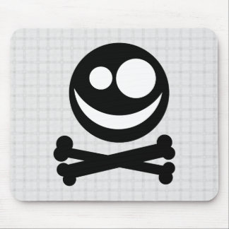 Black and White Skull. On Grey Check. Mouse Mat
