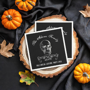Black and White Skull Personalised Halloween Party Napkin