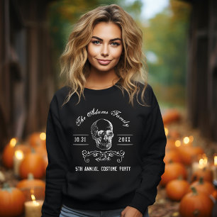 Black and White Skull Personalised Halloween Party Sweatshirt
