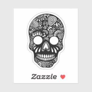 Black and White Skull Sticker