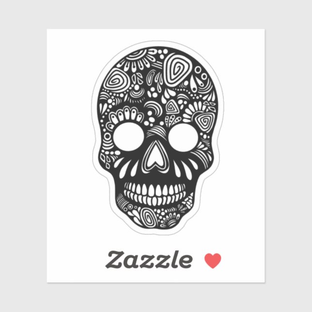 Black and White Skull Sticker (Sheet)