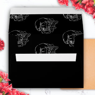 Black and White Skull Tattoo Wedding Envelope