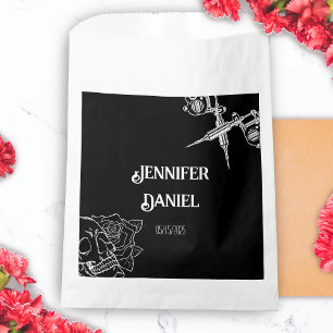 Black and White Skull Tattoo Wedding Favour Bags
