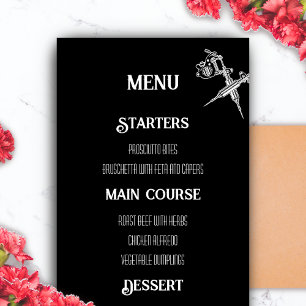 Black and White Skull Tattoo Wedding Menu
