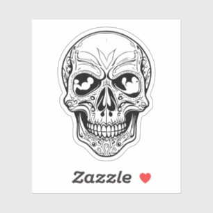 black and white skull vinyl sticker