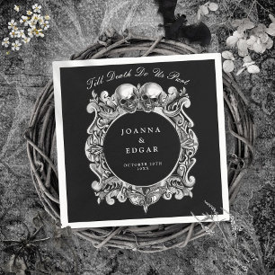 Black And White Skulls Gothic Wedding Napkin