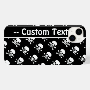 Black and White Skulls w/ Custom Text Case-Mate iPhone 14 Plus Case
