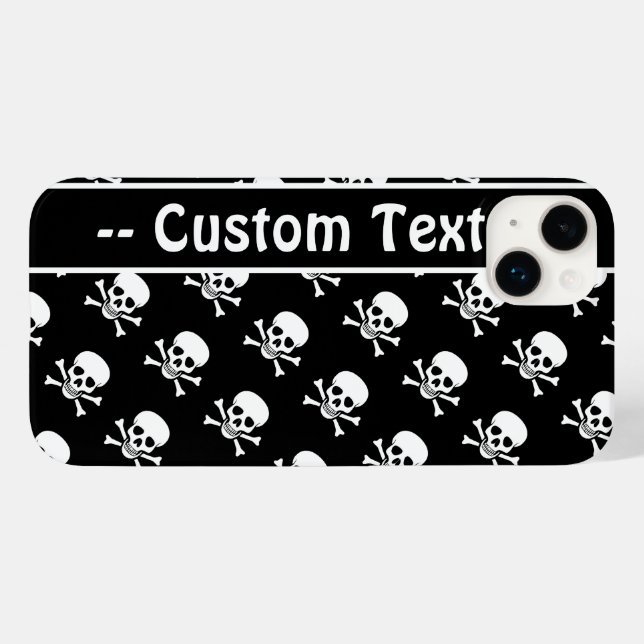 Black and White Skulls w/ Custom Text Case-Mate iPhone Case (Back (Horizontal))