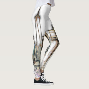 Black And White Skyline Newyork City Drawing Leggings