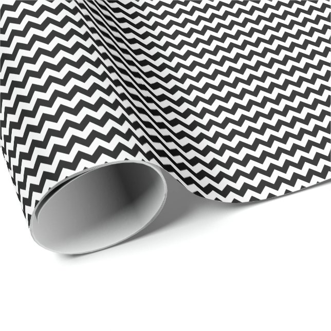 Black and White Small Chevron Wrapping Paper (Roll Corner)