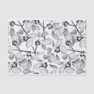 Black and White Small Grapes and Leaves Tissue Paper