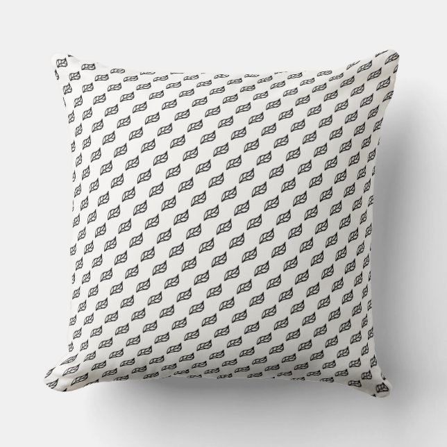 Black and white small leaves cushion (Front)