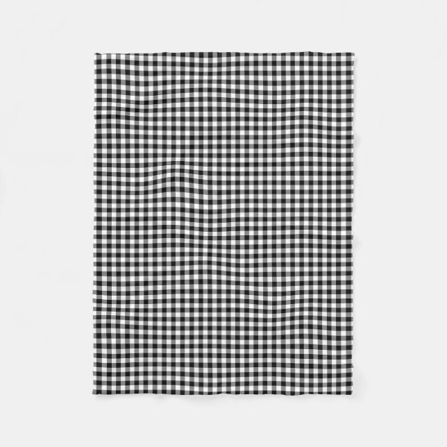 Black and White Small Size Gingham Checks Fleece Blanket (Front)