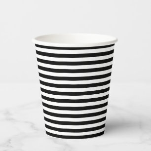 Black and White Small Size Horizontal Stripes Paper Cups