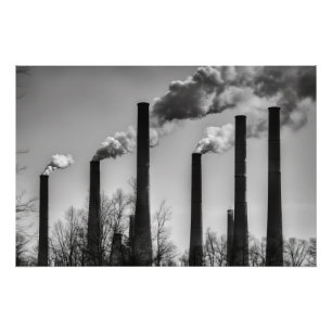 Black and White Smoke Stacks Poster