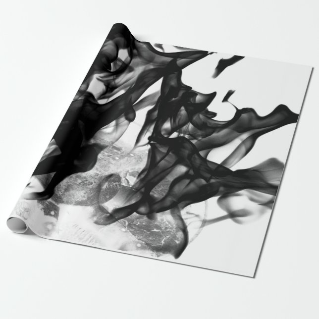 Black and White Smoke Wrapping Paper (Unrolled)