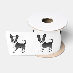 Black And White Smooth Coat Chihuahua Cute Dog Satin Ribbon