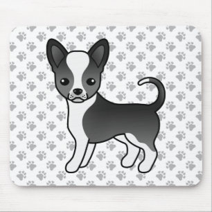 Black And White Smooth Coat Chihuahua Dog & Paws Mouse Mat