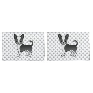 Black And White Smooth Coat Chihuahua Dog & Paws Pillowcase