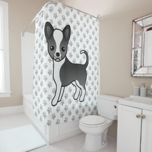 Black And White Smooth Coat Chihuahua Dog & Paws Shower Curtain