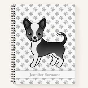 Black And White Smooth Coat Chihuahua Dog & Text Notebook