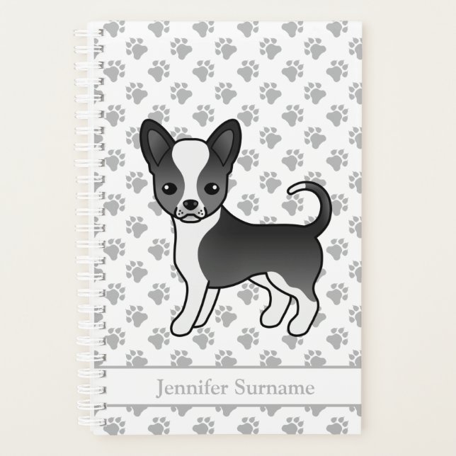 Black And White Smooth Coat Chihuahua Dog & Text Planner (Front)