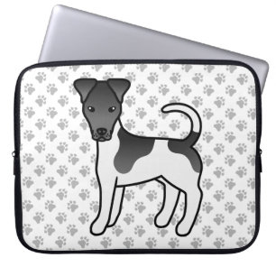 Black And White Smooth Fox Terrier Cartoon Dog Laptop Sleeve