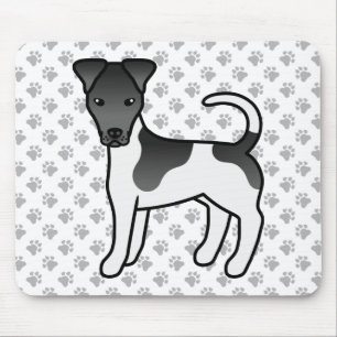 Black And White Smooth Fox Terrier Cartoon Dog Mouse Mat