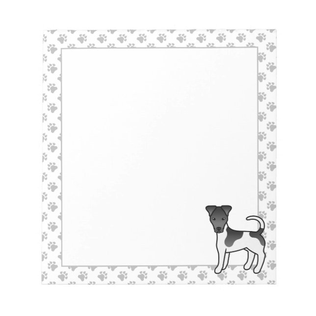 Black And White Smooth Fox Terrier Cartoon Dog Notepad (Front)