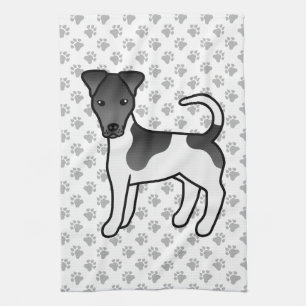 Black And White Smooth Fox Terrier Cartoon Dog Tea Towel