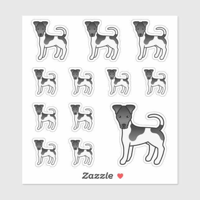 Black And White Smooth Fox Terrier Cartoon Dogs (Sheet)