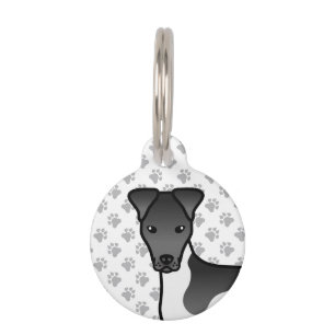 Black And White Smooth Fox Terrier Dog Head Pet Tag
