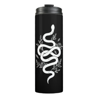 Black and White Snake Floral Design Tumbler