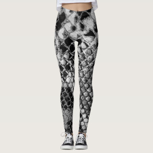 Black and White Snake Skin - Animal Print Leggings