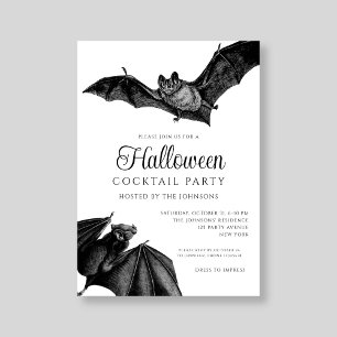 Black And White Snakes Cocktail Party Halloween Invitation