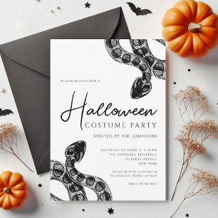 Black And White Snakes Costume Party Halloween Invitation