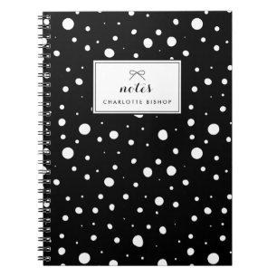 Black and White Snow Drops Pattern Personalised Notebook