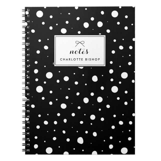 Black and White Snow Drops Pattern Personalised Notebook (Front)