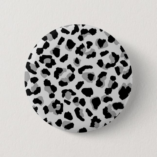 Black and White Snow Leopard Print 6 Cm Round Badge (Front)