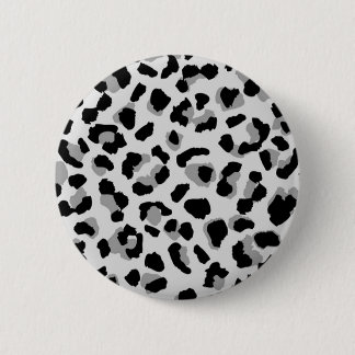 Black and White Snow Leopard Print 6 Cm Round Badge