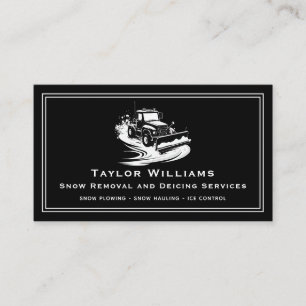 Black And White Snow Removal Services Snowplowing Business Card