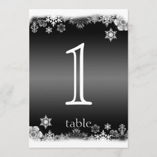 Black and White Snowflake Anniversary Table Number