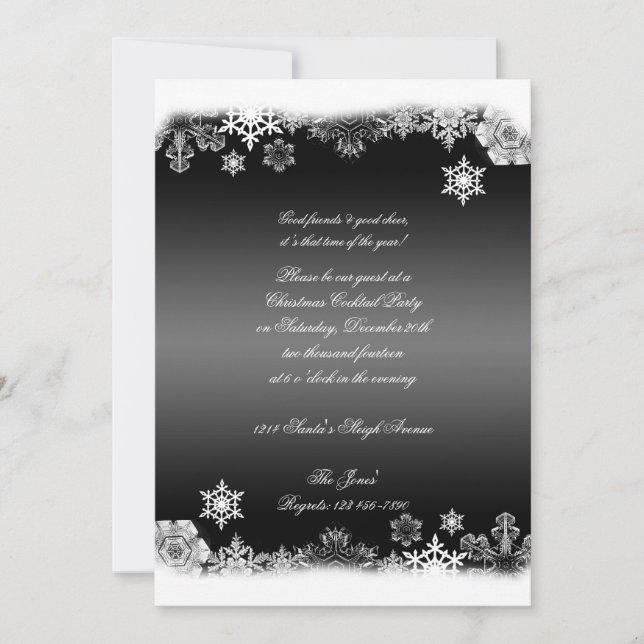 Black and White Snowflake Christmas Party Invitation (Front)
