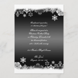 Black and White Snowflake Christmas Party Invitation