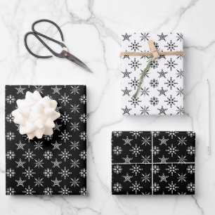 Black And White Snowflake Christmas Wrapping Paper Sheet